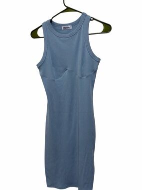 Populaire 21 Blue Ribbed Tank Midi Dress